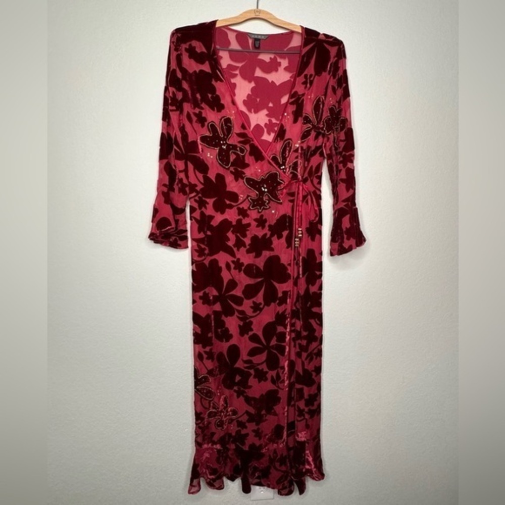 Soma Women's Silk Blend Red Wine Velvet‎ Robe- Sz 0/1 (Small)